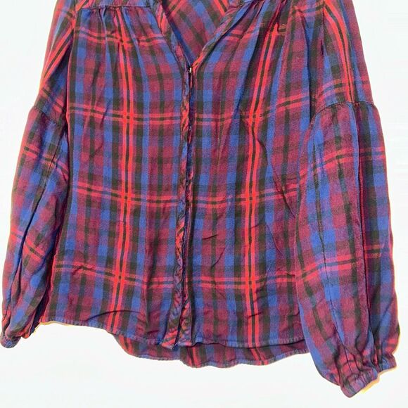 Cabi Small Caroling Style Plaid Button Down LS Womens Top Red Blue Black EUC - Picture 2 of 10